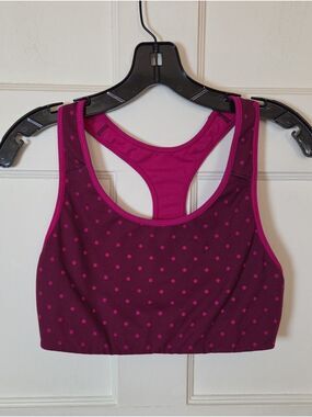 Old Navy Active Womens Sports Bra Go Dry Pink Polka Dot Size Large